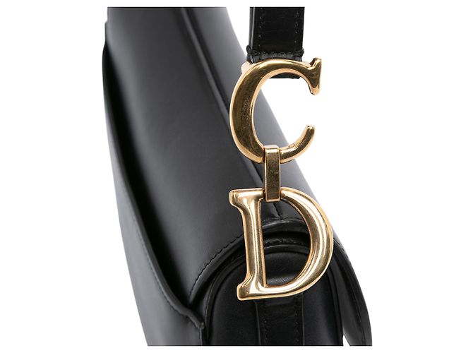 Borsa Saddle Mini Nera in Pelle di Vitello Liscia Dior Nero - vista 9