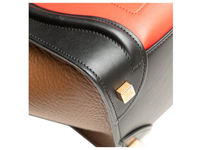Luggage Céline Celine Roter Mikro-Tricolor-Leder-Reisetasche Mehrfarben - Ansicht 10