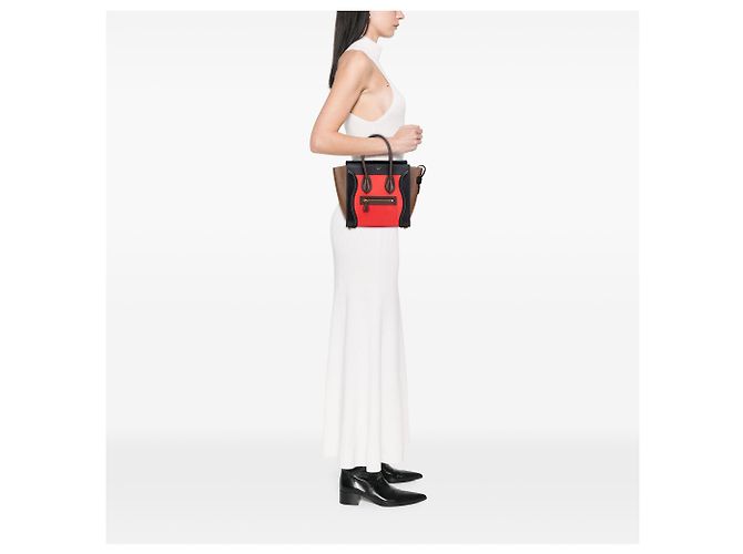 Luggage Céline Celine Roter Mikro-Tricolor-Leder-Reisetasche Mehrfarben - Ansicht 12