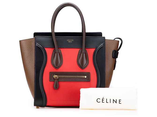 Luggage Céline Celine Roter Mikro-Tricolor-Leder-Reisetasche Mehrfarben - Ansicht 13
