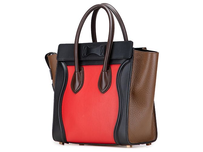 Luggage Céline Celine Roter Mikro-Tricolor-Leder-Reisetasche Mehrfarben - Ansicht 2