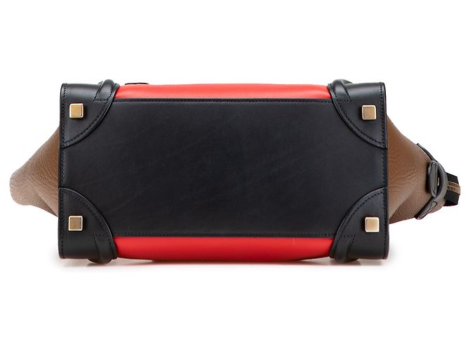 Luggage Céline Celine Roter Mikro-Tricolor-Leder-Reisetasche Mehrfarben - Ansicht 3
