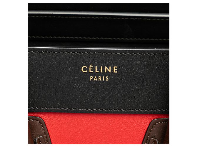 Luggage Céline Celine Roter Mikro-Tricolor-Leder-Reisetasche Mehrfarben - Ansicht 7