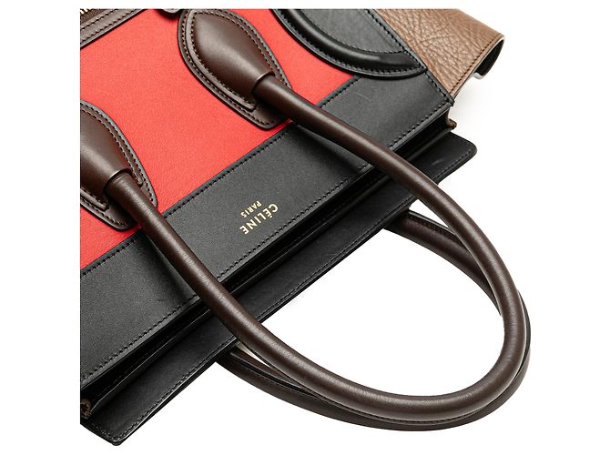 Luggage Céline Celine Roter Mikro-Tricolor-Leder-Reisetasche Mehrfarben - Ansicht 8