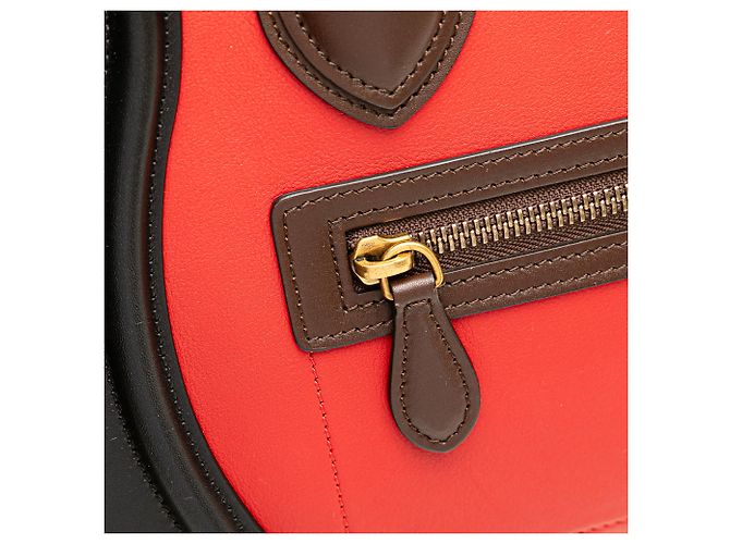 Luggage Céline Celine Roter Mikro-Tricolor-Leder-Reisetasche Mehrfarben - Ansicht 9
