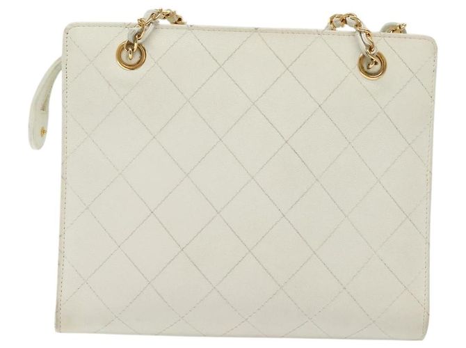 Borsa a Spalla Chanel CC in Caviar Trapuntato Bianco - vista 2