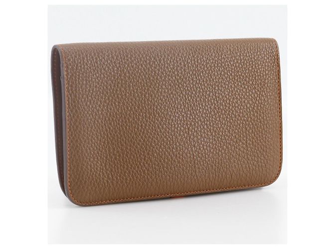 Billetera combinada Dogon Duo de cuero Hermès Castaño - vista 2