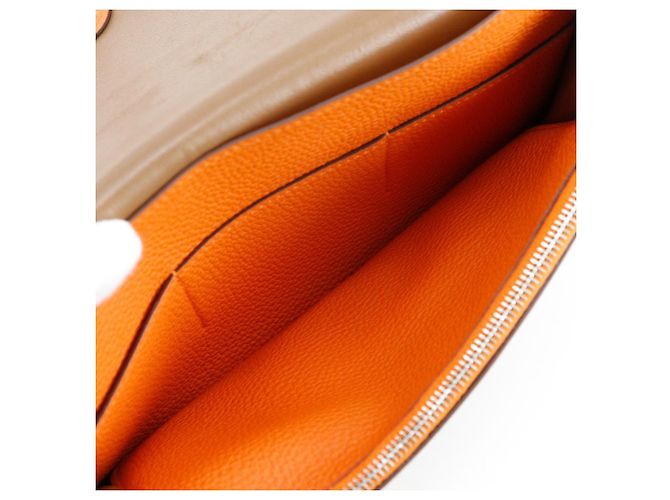 Billetera combinada Dogon Duo de cuero Hermès Castaño - vista 4