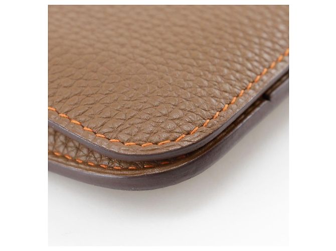 Billetera combinada Dogon Duo de cuero Hermès Castaño - vista 6
