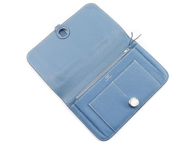 Billetera combinada Dogon Duo de cuero Hermès Azul - vista 3