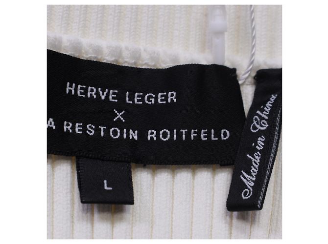 Abito Mini Halterneck Herve Leger x Julia Restoin Roitfeld in Viscosa Bianca Bianco Crudo - vista 5