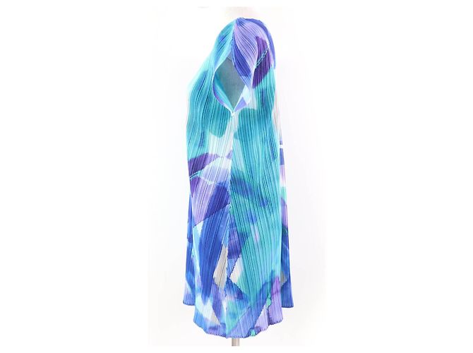 Issey Miyake Wasserfarben Polyester Kleid PLEATS PLEASE Blau - Ansicht 2