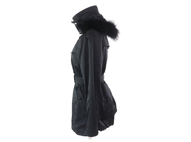 Abrigo acolchado con capucha de piel de Burberry London Negro - vista 2