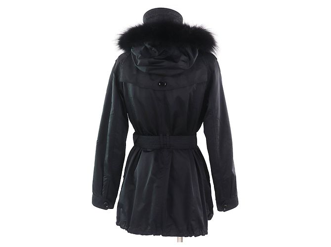Abrigo acolchado con capucha de piel de Burberry London Negro - vista 3