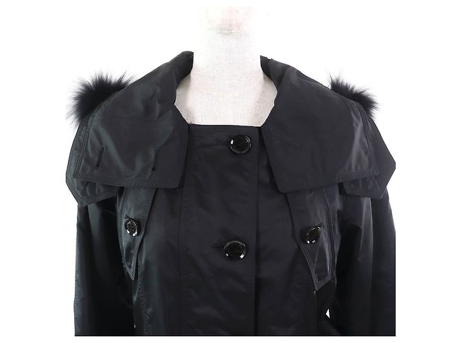 Abrigo acolchado con capucha de piel de Burberry London Negro - vista 5