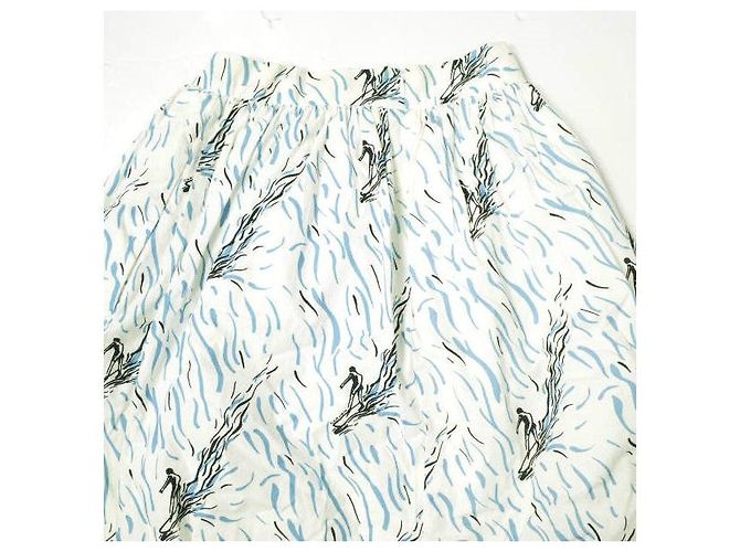 Autre Marque Falda de algodón con estampado Surf Carven Blanco - vista 6
