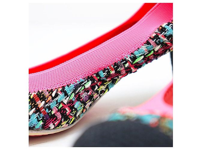 Pumps in tweed Chanel G26643 Rosa Multicolore - vista 3