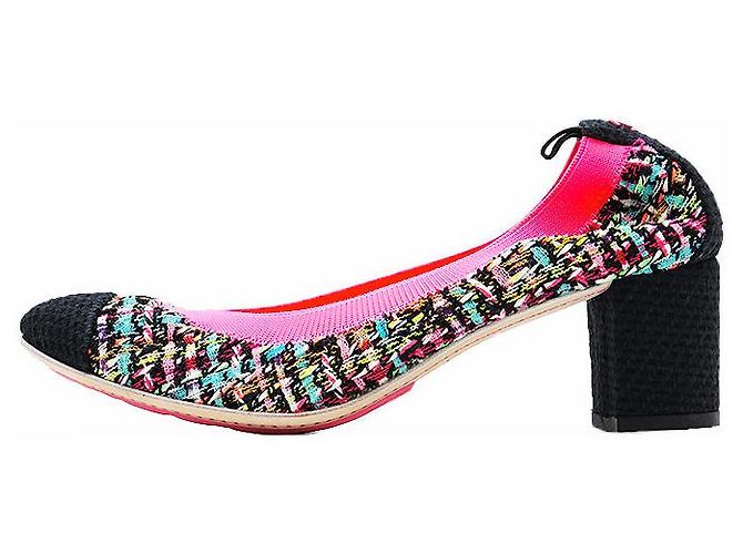 Pumps in tweed Chanel G26643 Rosa Multicolore - vista 4