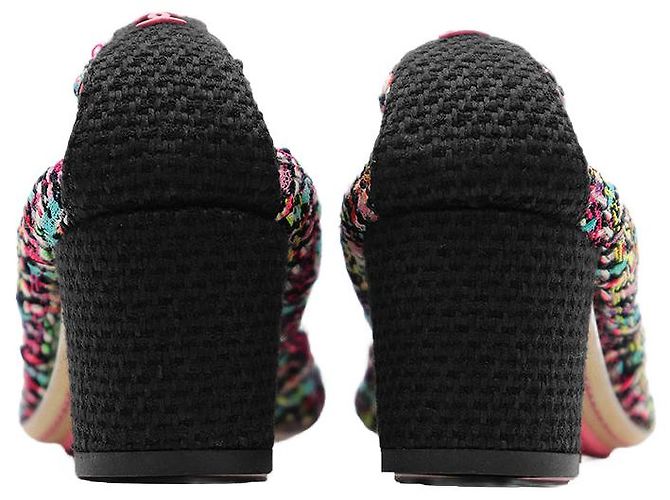 Pumps in tweed Chanel G26643 Rosa Multicolore - vista 5