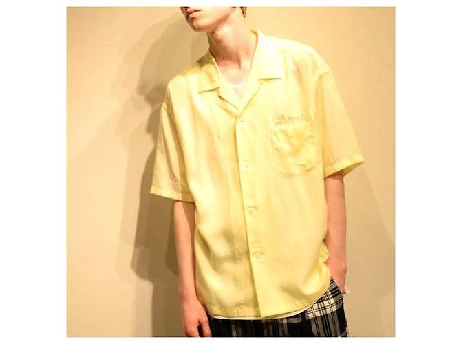 Autre Marque camicia da bowling monkey time in lyocell Giallo - vista 3