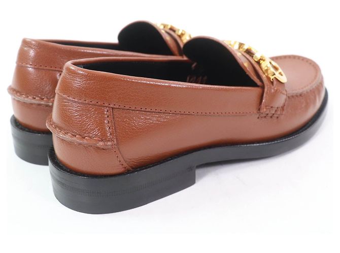 Mocassini in pelle con logo Gucci in metallo Marrone - vista 3