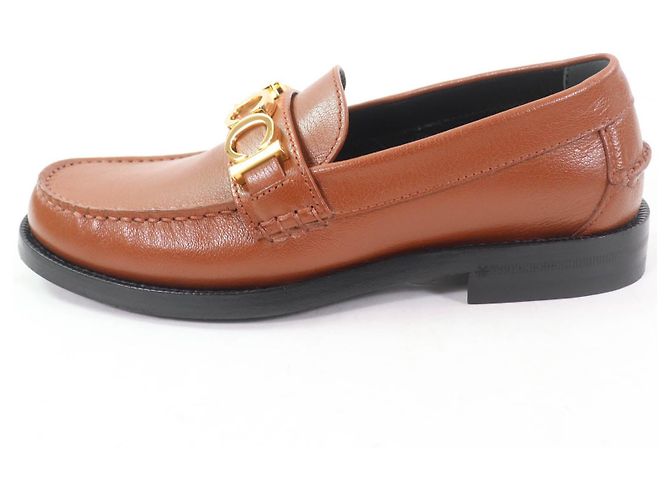 Mocassini in pelle con logo Gucci in metallo Marrone - vista 5