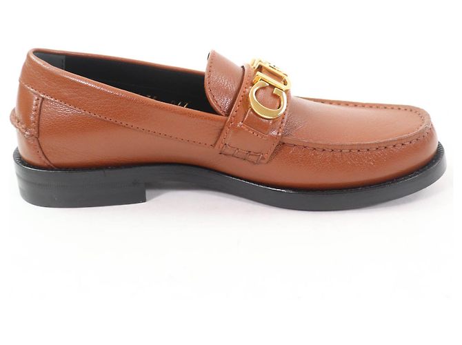 Mocassini in pelle con logo Gucci in metallo Marrone - vista 6