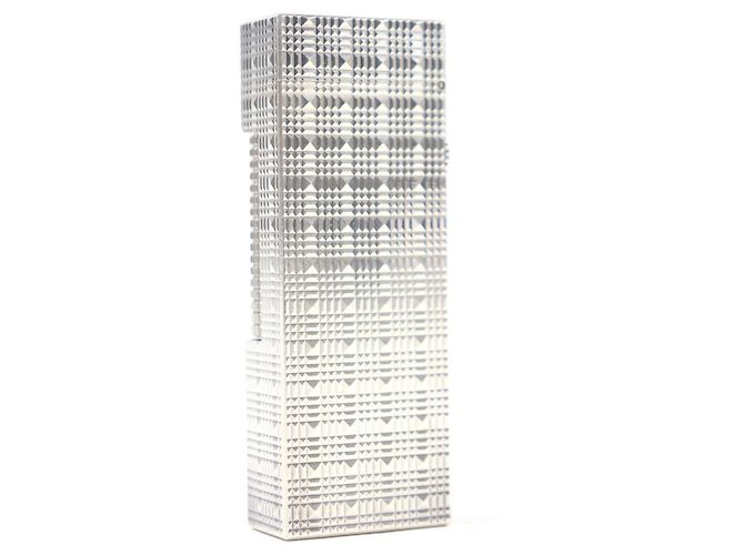 Alfred Dunhill Dunhill Block Check Quadratfeuerzeug Silber - Ansicht 2