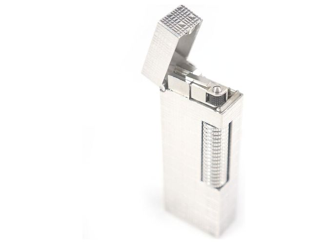 Alfred Dunhill Dunhill Block Check Quadratfeuerzeug Silber - Ansicht 3