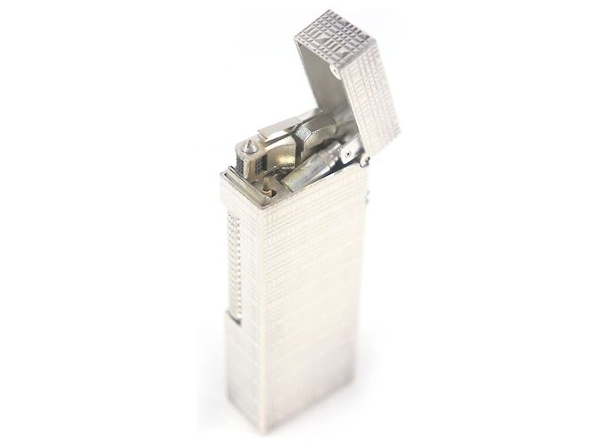 Alfred Dunhill Dunhill Block Check Quadratfeuerzeug Silber - Ansicht 4