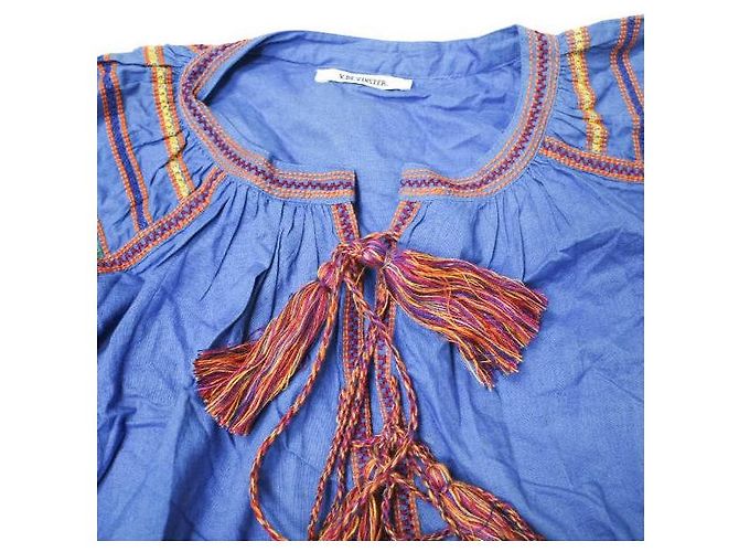 Autre Marque Blusa de Algodão Bordada com Balão V.DE.VINSTER Azul - vista 4