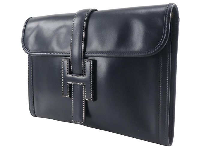 Pochette Jige en Box Calf PM d'Hermès Bleu Marine - vue 6