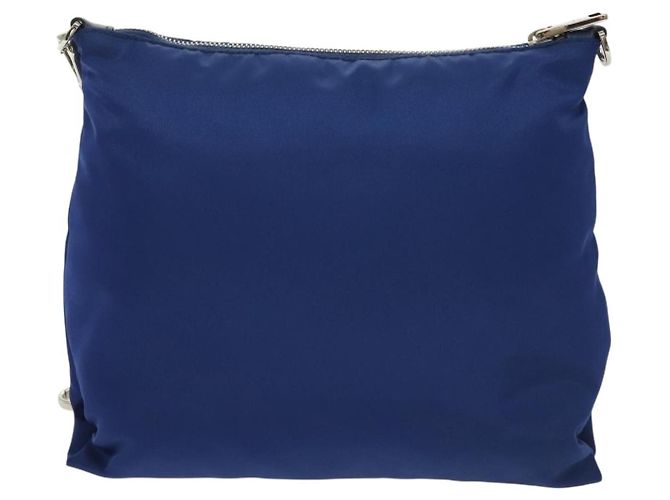 Borsa Messenger Piatta Prada Tessuto con Pelle Piccola Blu - vista 2