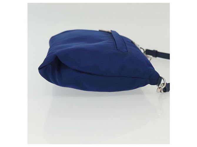Borsa Messenger Piatta Prada Tessuto con Pelle Piccola Blu - vista 3