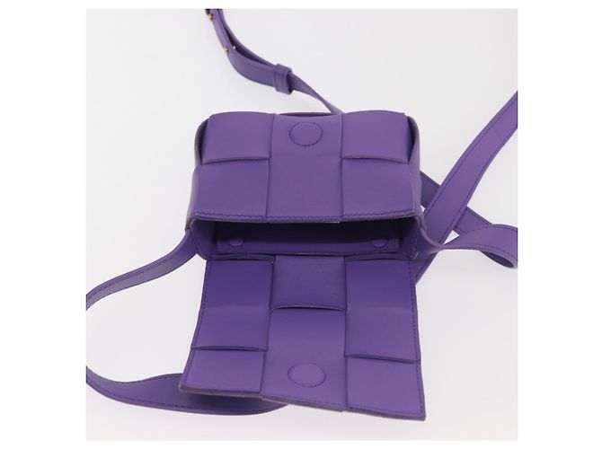 Autre Marque BAG CANDY MAXI INTRECCIATO IN PELLE VIOLA AUTH BA5953 Porpora - vista 14