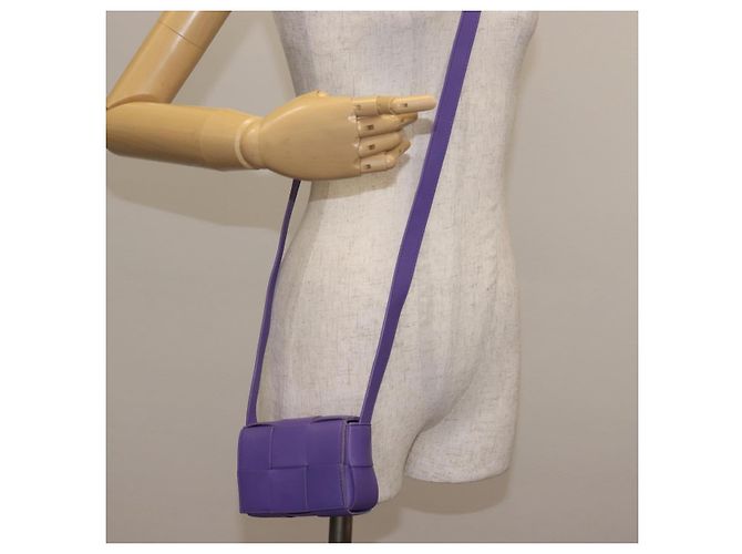 Autre Marque BAG CANDY MAXI INTRECCIATO IN PELLE VIOLA AUTH BA5953 Porpora - vista 20