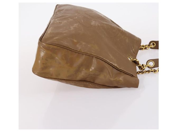 Borsa Tote CHANEL Smalto Marrone Oro CC Auth bs29208 D'oro - vista 4