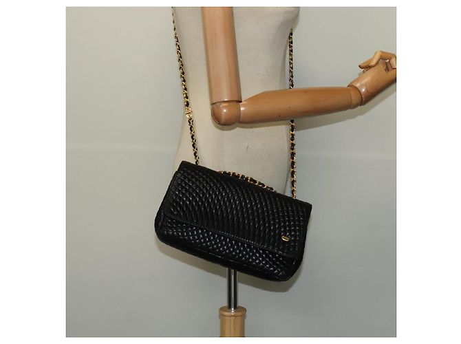 BALLY Borsa a Spalla con Catena Pelle Nera Oro Auth 141002 Nero D'oro - vista 23