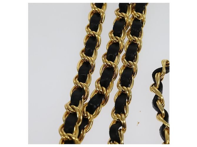 BALLY Borsa a Spalla con Catena Pelle Nera Oro Auth 141002 Nero D'oro - vista 8