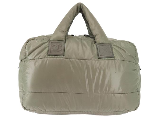 CHANEL Borsa Tote Cocoon Nylon Grigio Argento CC Auth BA5928 Marrone - vista 2