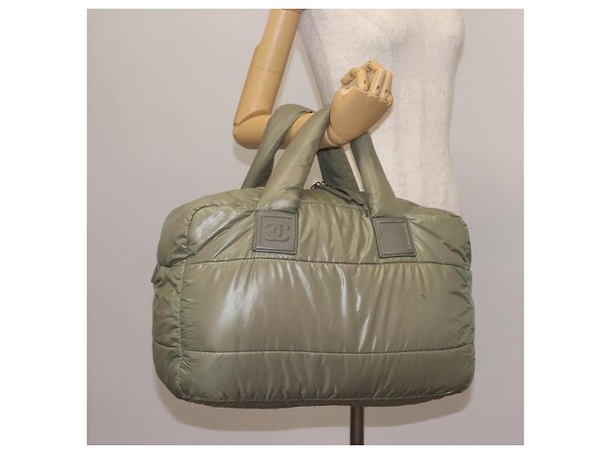 CHANEL Borsa Tote Cocoon Nylon Grigio Argento CC Auth BA5928 Marrone - vista 23