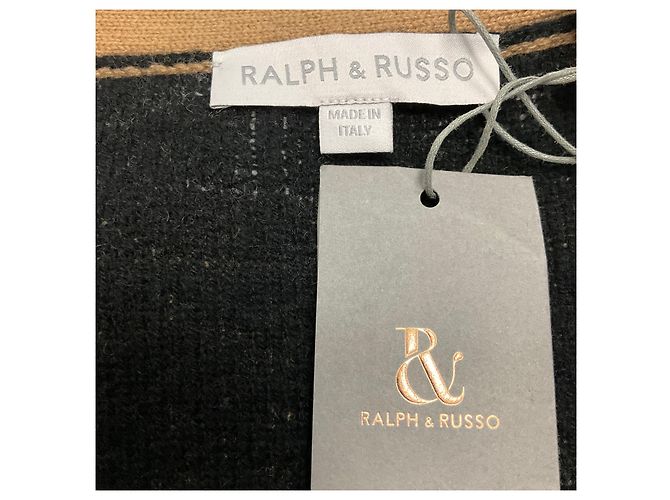 Ralph & Russo Langer Cardigan aus Wolle und Kaschmir Camel / Weiß / Rosa Mehrfarben - Ansicht 4