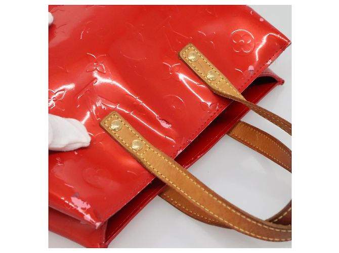 LOUIS VUITTON Monogram Vernis Reade PM Borsa a Mano Rossa M91088 LV Auth 141534 Rosso - vista 6