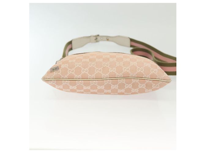 Borsa a Spalla GG Canvas Sherry Line Gucci Rosa Argento Kaki 145809 Auth 141421 Cachi - vista 10