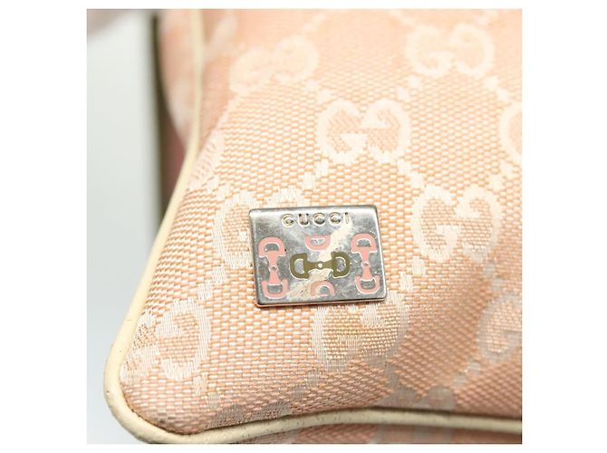 Borsa a Spalla GG Canvas Sherry Line Gucci Rosa Argento Kaki 145809 Auth 141421 Cachi - vista 15