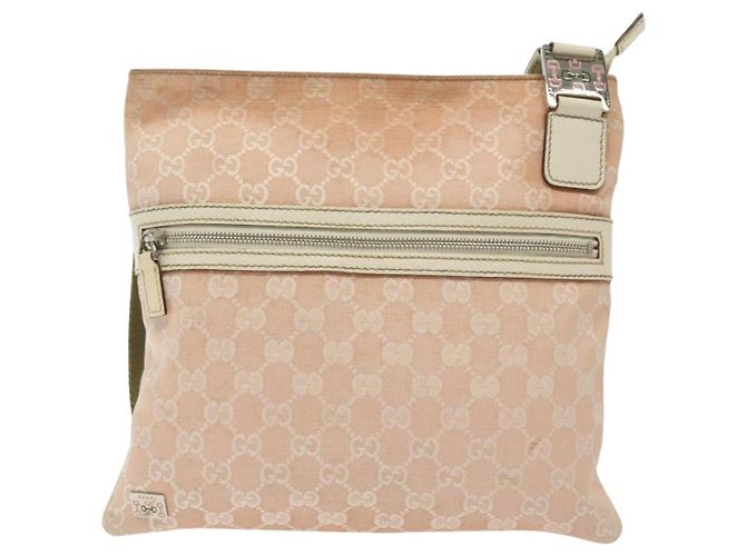 Borsa a Spalla GG Canvas Sherry Line Gucci Rosa Argento Kaki 145809 Auth 141421 Cachi - vista 2