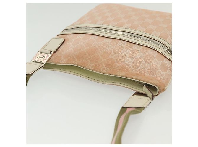 Borsa a Spalla GG Canvas Sherry Line Gucci Rosa Argento Kaki 145809 Auth 141421 Cachi - vista 6