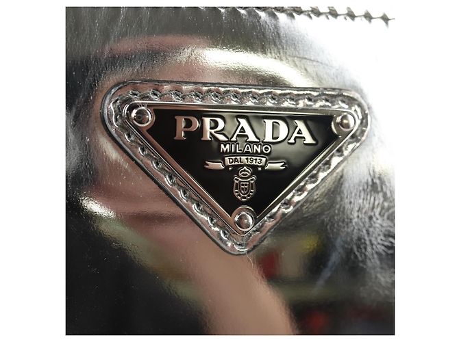 PRADA Borsa a Spalla in Pelle Argento 2VH070 Auth 142285M - vista 17