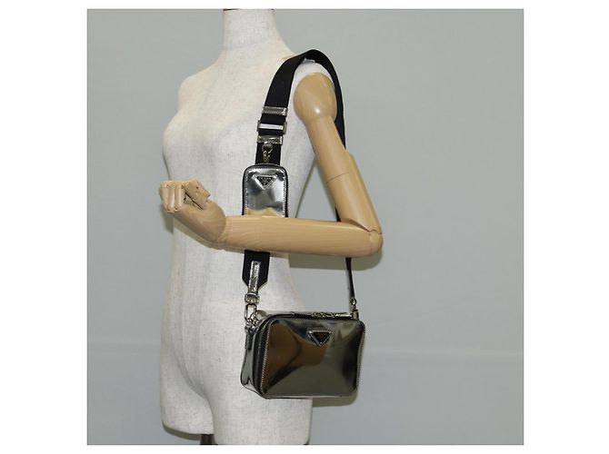 PRADA Borsa a Spalla in Pelle Argento 2VH070 Auth 142285M - vista 30