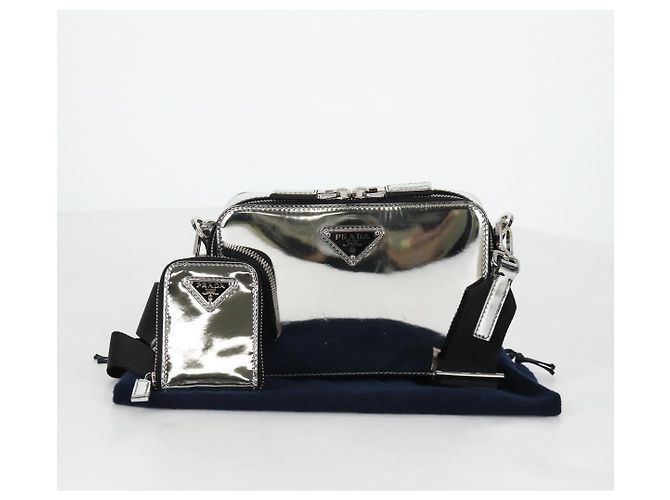 PRADA Borsa a Spalla in Pelle Argento 2VH070 Auth 142285M - vista 31